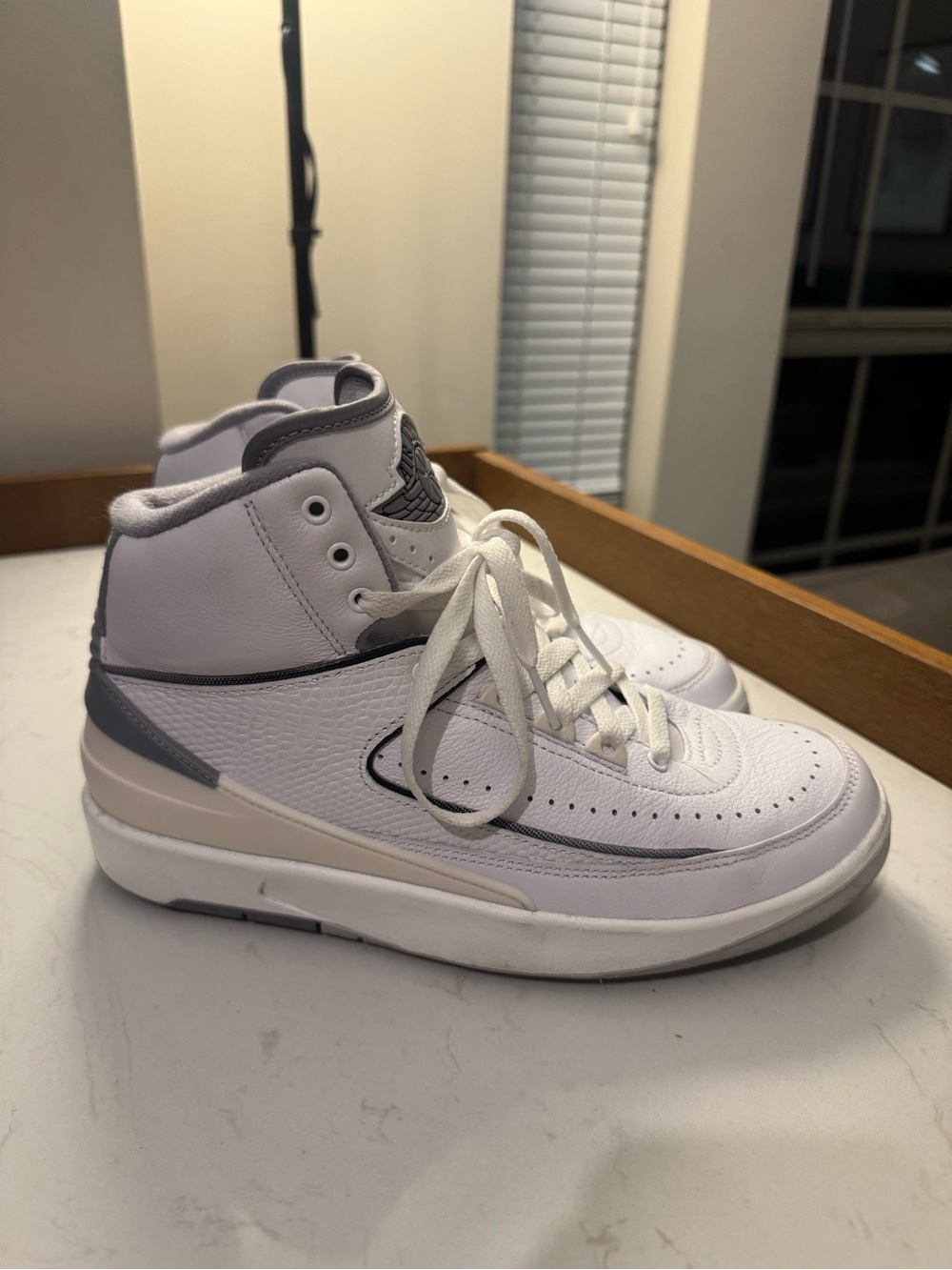 Jordan White and Gray High-Top Sneakers